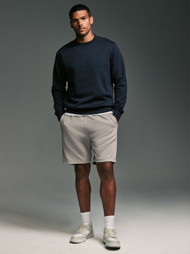 Bleu marine - Sweat riche en jersey col rond - Image 3 of 9