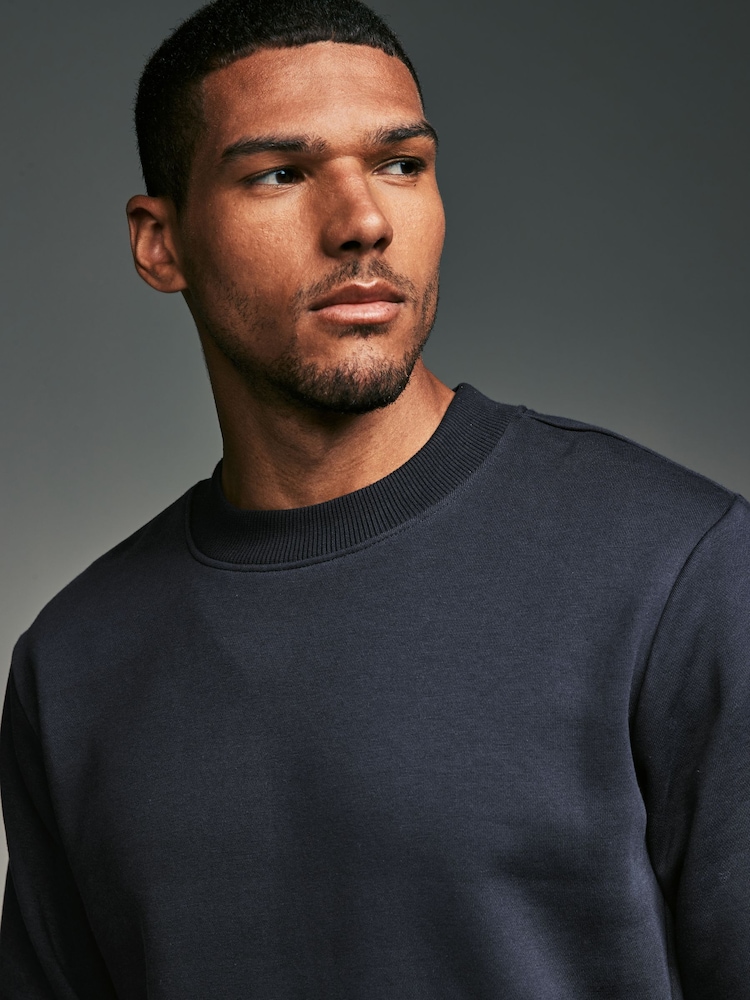 Bleu marine - Sweat riche en jersey col rond - Image 5 of 9
