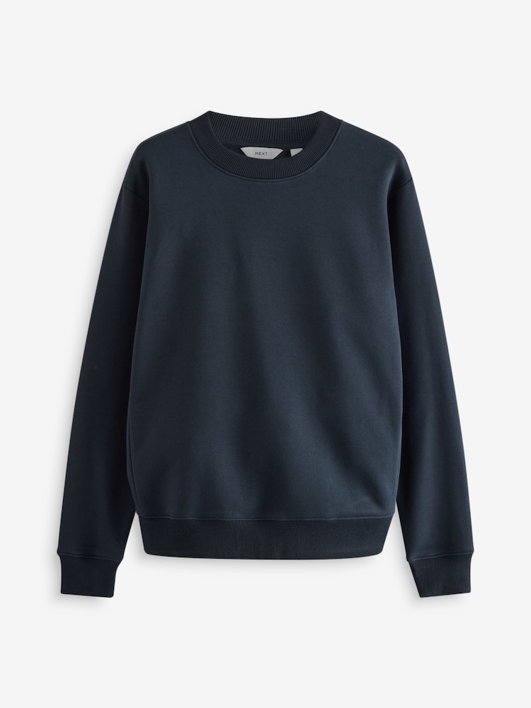 Bleu marine - Sweat riche en jersey col rond - Image 7 of 9
