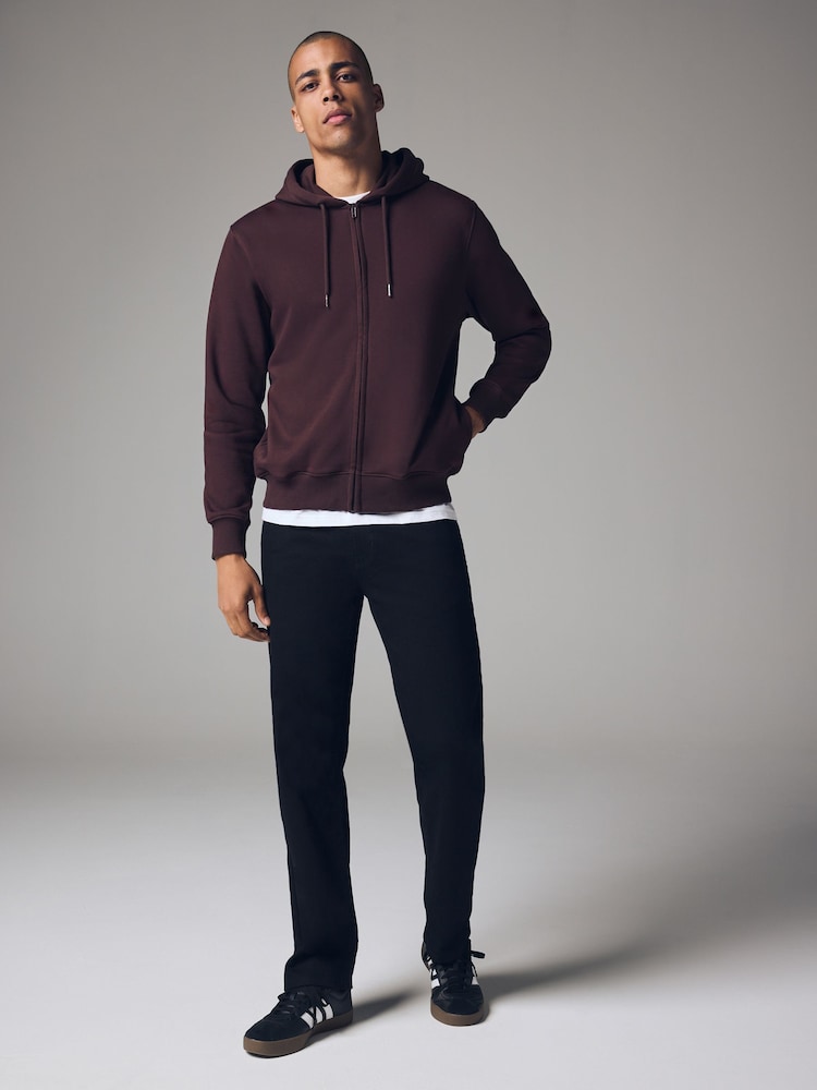 Burgundy Red Cotton-Rich Jersey Zip Up Hoodie - Image 2 of 9