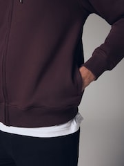 Burgundy Red Cotton-Rich Jersey Zip Up Hoodie - Image 6 of 9
