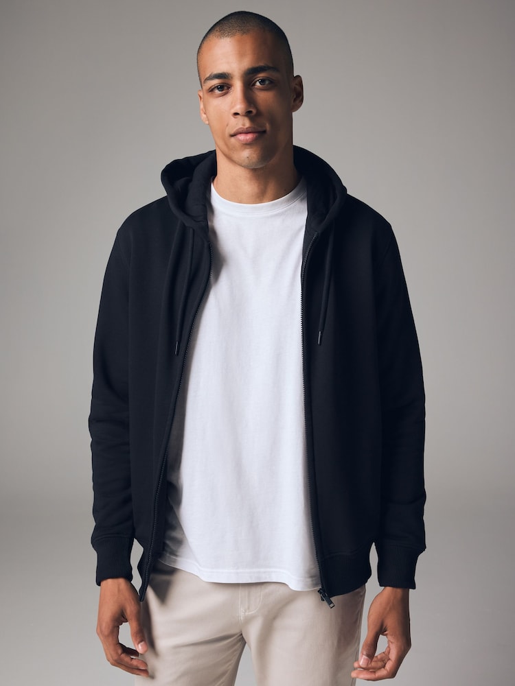 Black Cotton-Rich Jersey Zip Up Hoodie - Image 4 of 9