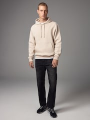 Ecru - Vanlig passform Rich Jersey Fabric Huvtröja - Bild 2 av 8