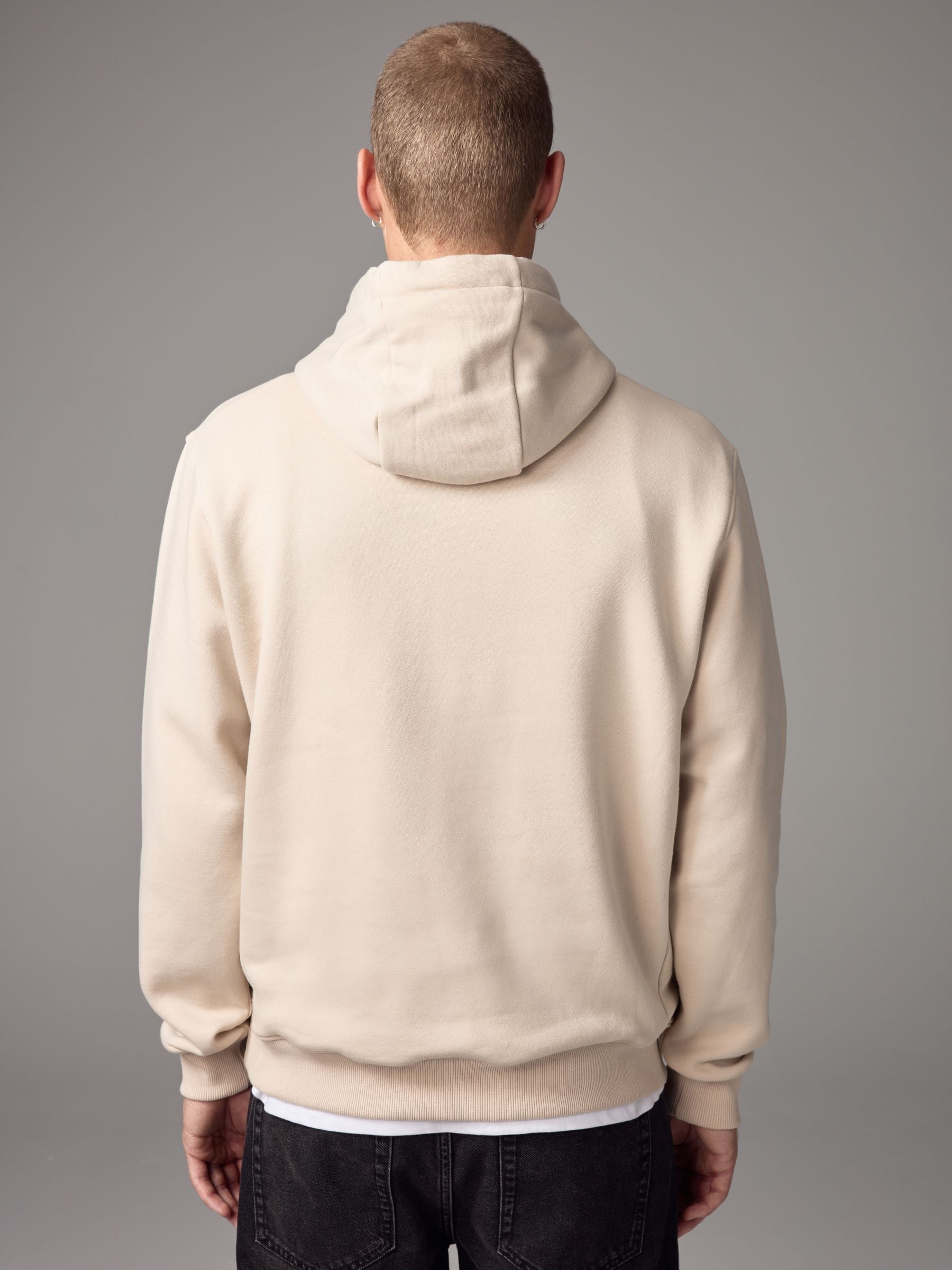 Buy Ecru Regular Fit Rich Jersey Fabric Hoodie from Next India