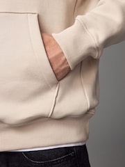 Ecru - Vanlig passform Rich Jersey Fabric Huvtröja - Bild 5 av 8