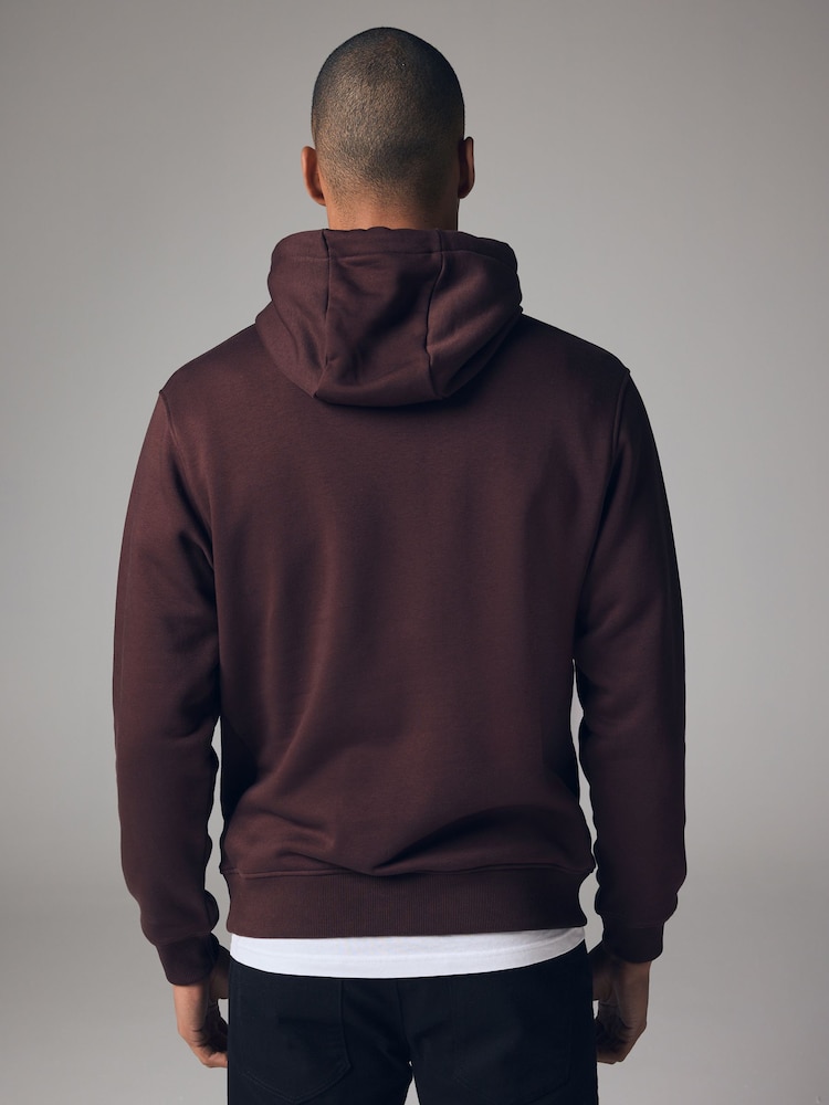 Burgundy Red Regular Fit Rich Jersey Fabric Hoodie - Image 3 of 8