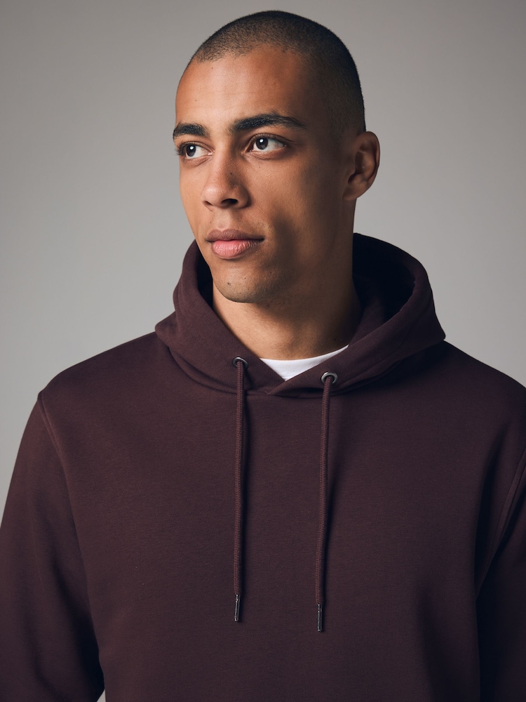 Burgundy Red Regular Fit Rich Jersey Fabric Hoodie - Image 4 of 8