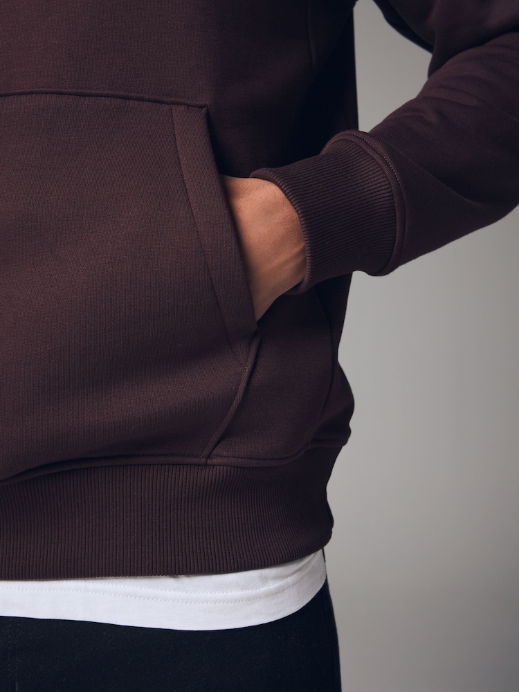 Burgundy Red Regular Fit Rich Jersey Fabric Hoodie - Image 5 of 8