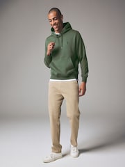 Khaki Grön - Vanlig passform Rich Jersey Fabric Huvtröja - Bild 3 av 7