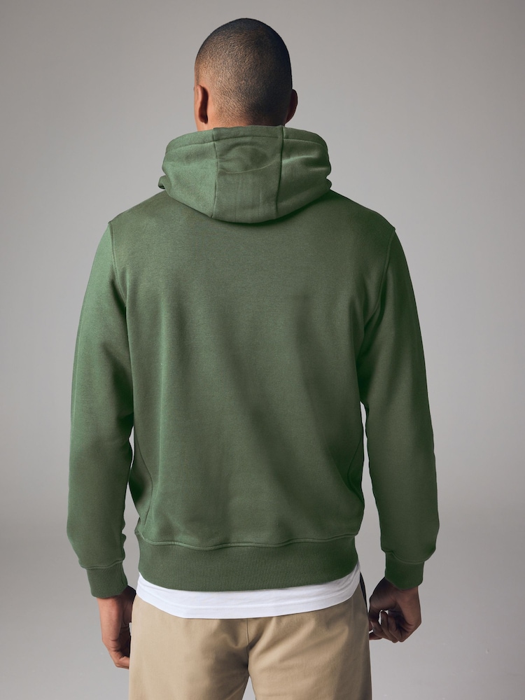 Khaki Green Regular Fit Rich Jersey Fabric Hoodie - Image 4 of 7