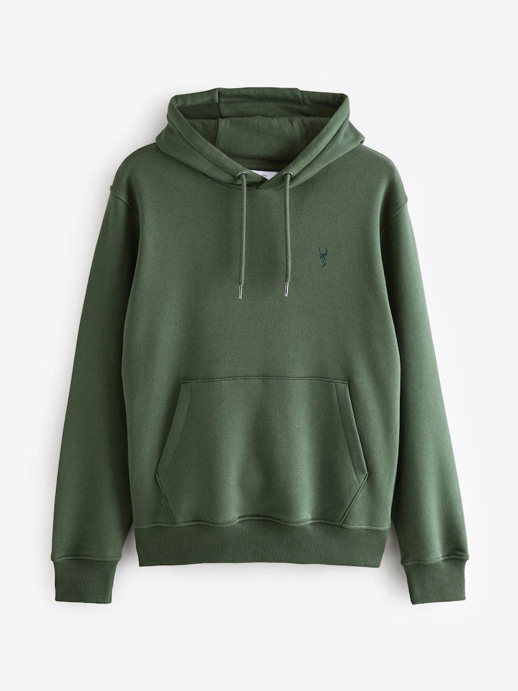 Khaki Green Regular Fit Rich Jersey Fabric Hoodie - Image 5 of 7