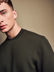 Зеленый - Фактурный свитшот с круглым вырезом - Image 1 of 7