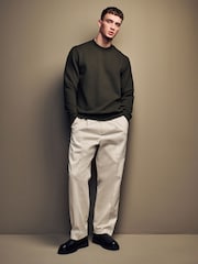 Зеленый - Фактурный свитшот с круглым вырезом - Image 2 of 7