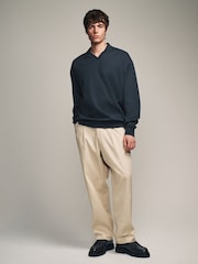 Navy Open Polo Sweatshirt - Image 3 of 12