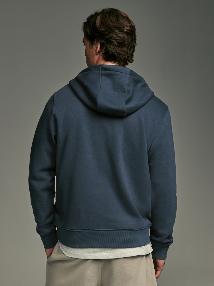Navy Blue Cotton-Rich Jersey Zip Up Hoodie - Image 2 of 6