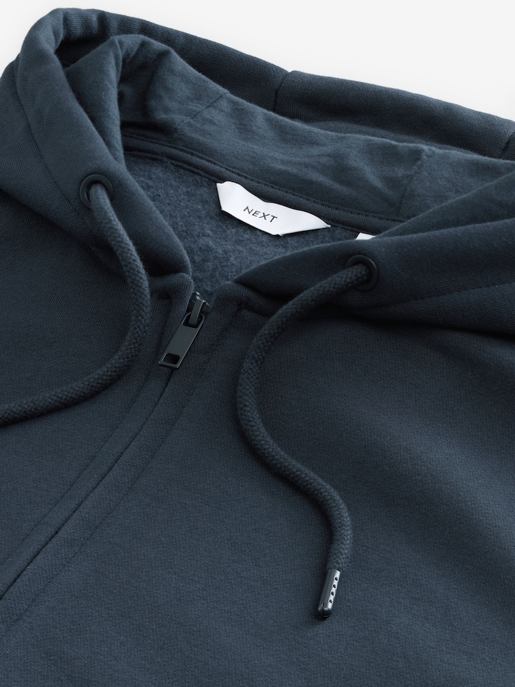 Navy Blue Cotton-Rich Jersey Zip Up Hoodie - Image 6 of 6