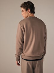 Grey/Brown Regular Fit Cotton Rich Jersey Crew Sweatshirt - Image 3 of 7