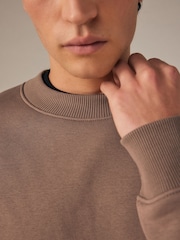 Grey/Brown Regular Fit Cotton Rich Jersey Crew Sweatshirt - Image 4 of 7