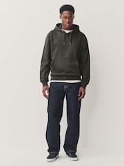 Skiffer Grå - Vanlig passform Rich Jersey Fabric Huvtröja - Bild 2 av 8