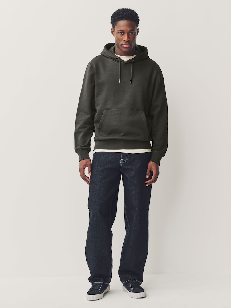 Skiffer Grå - Vanlig passform Rich Jersey Fabric Huvtröja - Bild 2 av 8