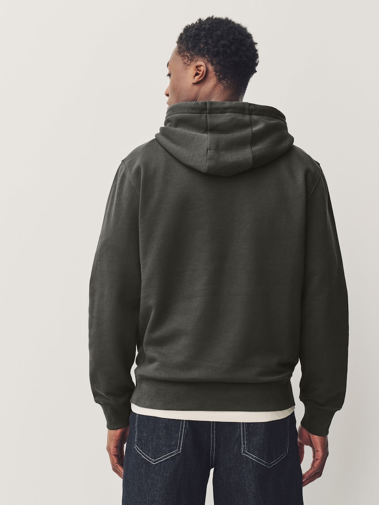 Slate Grey Regular Fit Rich Jersey Fabric Hoodie - Image 3 of 8