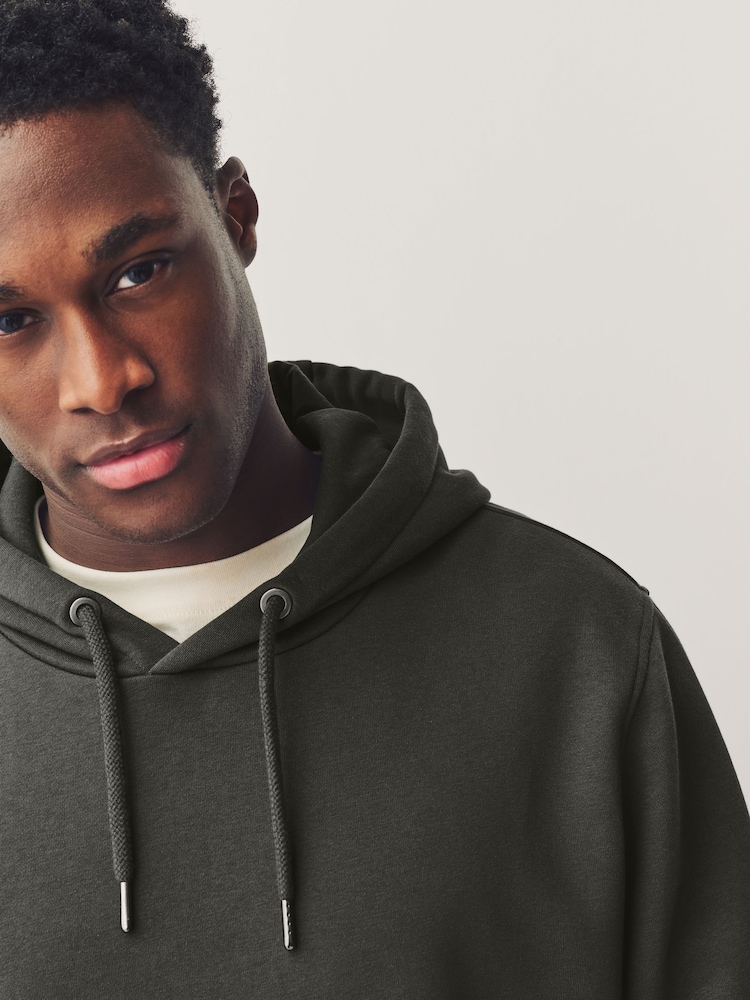 Slate Grey Regular Fit Rich Jersey Fabric Hoodie - Image 4 of 8