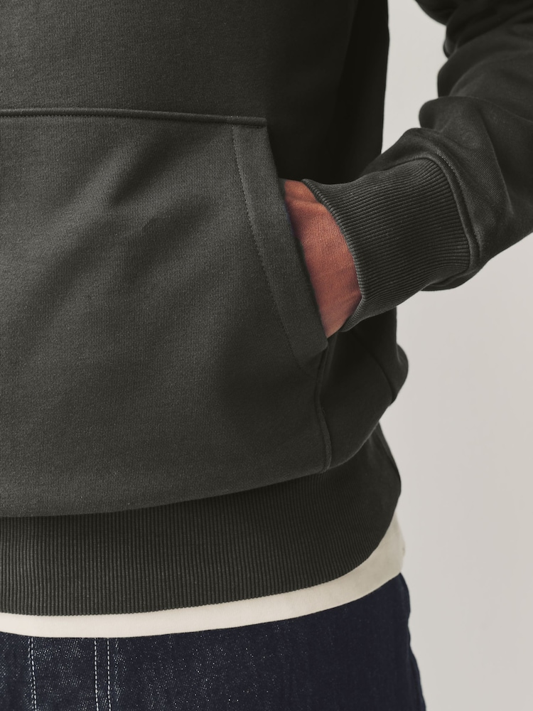 Slate Grey Regular Fit Rich Jersey Fabric Hoodie - Image 5 of 8