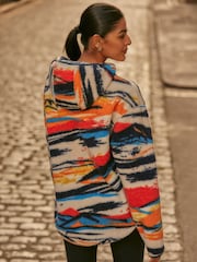 Bright Scenic Abstract Print - ملابس للخارج أساسية فليس من الفرو الصناعي دمية دب بهودي وسحاب ربع طول من Next - صورة 3 من 8