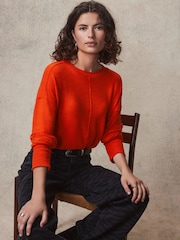 Orange Soft Touch Cosy Seam Crew Neck Jumper - Image 1 of 8
