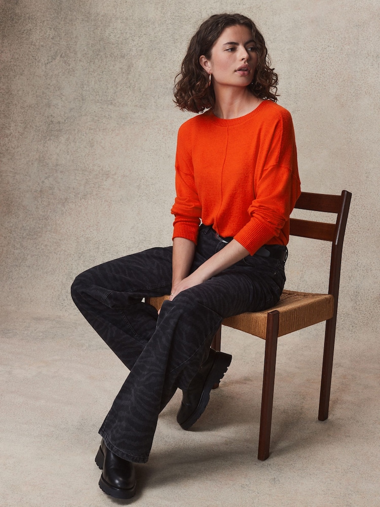 Orange Soft Touch Cosy Seam Crew Neck Jumper - Image 2 of 8