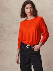 Orange Soft Touch Cosy Seam Crew Neck Jumper - Image 3 of 8