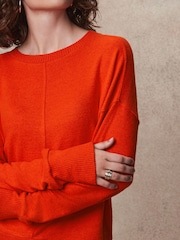 Orange Soft Touch Cosy Seam Crew Neck Jumper - Image 5 of 8