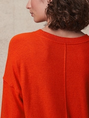 Orange Soft Touch Cosy Seam Crew Neck Jumper - Image 6 of 8