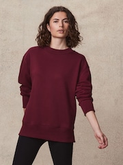 Burgundy Berry Red Relaxed Fit Essentials Longline Sweatshirt - Image 2 of 5