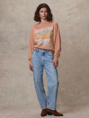 Pink Coral Licence Johnny Cash Official Graphic Washed Slogan Sweatshirt - Image 3 of 7