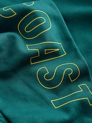 Teal Blue Green Relaxed Fit Oversized California Back Graphic Slogan Longline Hoodie - Image 9 of 9