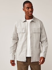 Grey Zip Through Shacket Overshirt - Image 1 of 7