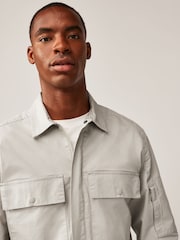 Grey Zip Through Shacket Overshirt - Image 4 of 7