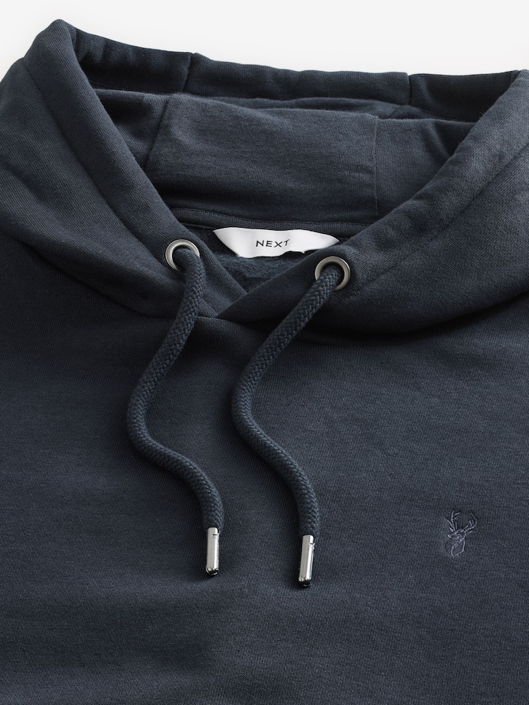 Navy Blå - Vanlig passform Rich Jersey Fabric Huvtröja - Bild 10 av 10