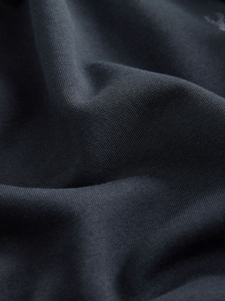 Navy Blue Regular Fit Rich Jersey Fabric Hoodie - Image 9 of 10
