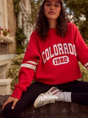 Red Relaxed Fit Colorado American City Graphic Varsity Sweatshirt - Image 1 of 6