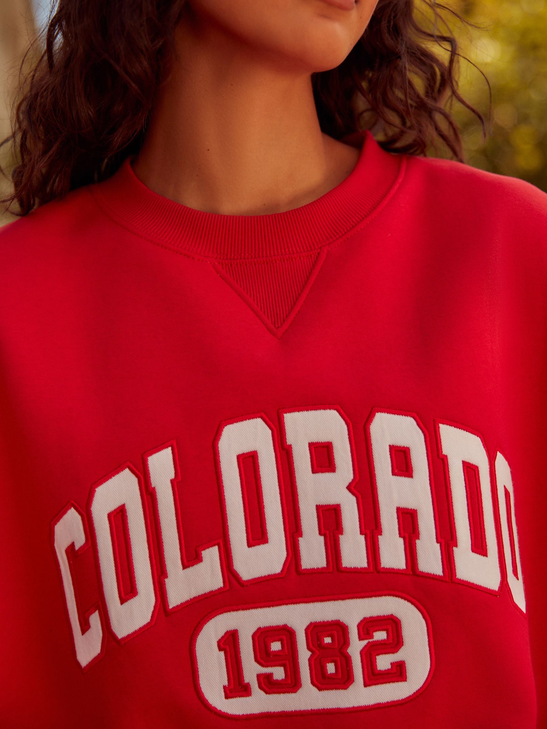 Buy Red Relaxed Fit Colorado American City Graphic Varsity Sweatshirt from  Next Luxembourg
