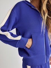 Cobalt Blue Compact Cosy Track Zip Through Sweat Jacket - Image 6 of 8