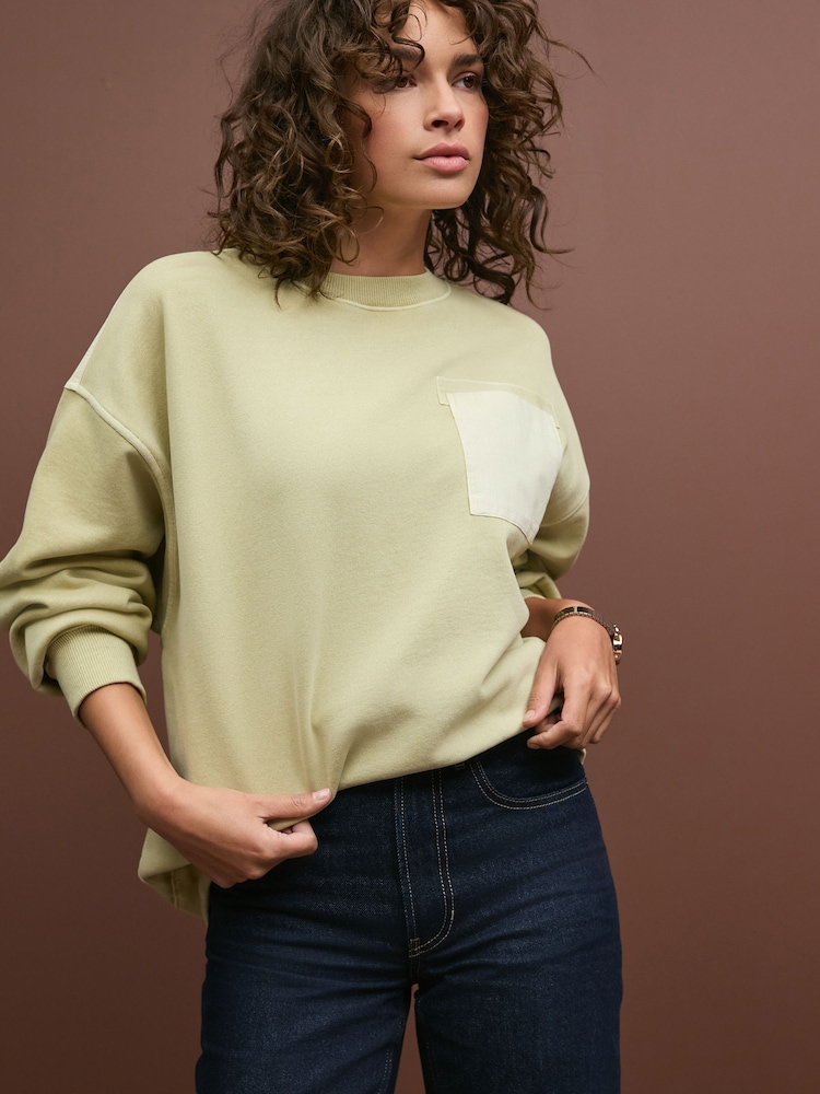 SALBEIGRÜN - Sweatshirt mit Rundhalsausschnitt 100% Baumwolle - Bild 1 von 11