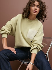 SALBEIGRÜN - Sweatshirt mit Rundhalsausschnitt 100% Baumwolle - Bild 2 von 11