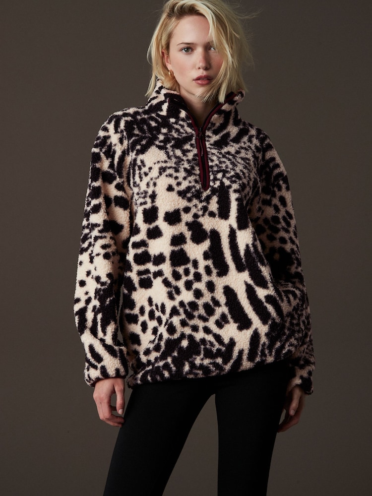 Eläninkuosi Leopardi - Teddy Teddykangas Cozy Longline Quarter vetoketjullinen fleece - Kuva 1 / 9