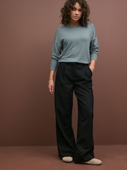 Teal Blue Soft Touch Cosy Seam Crew Neck Jumper - Image 2 of 7