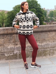 Black/White Print Teddy Borg Cosy Longline Quarter Zip Fleece - Image 2 of 7