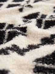 Black/White Print Teddy Borg Cosy Longline Quarter Zip Fleece - Image 7 of 7