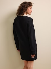 Black Soft Touch Cosy Collared Polo Jumper Dress - Image 4 of 7